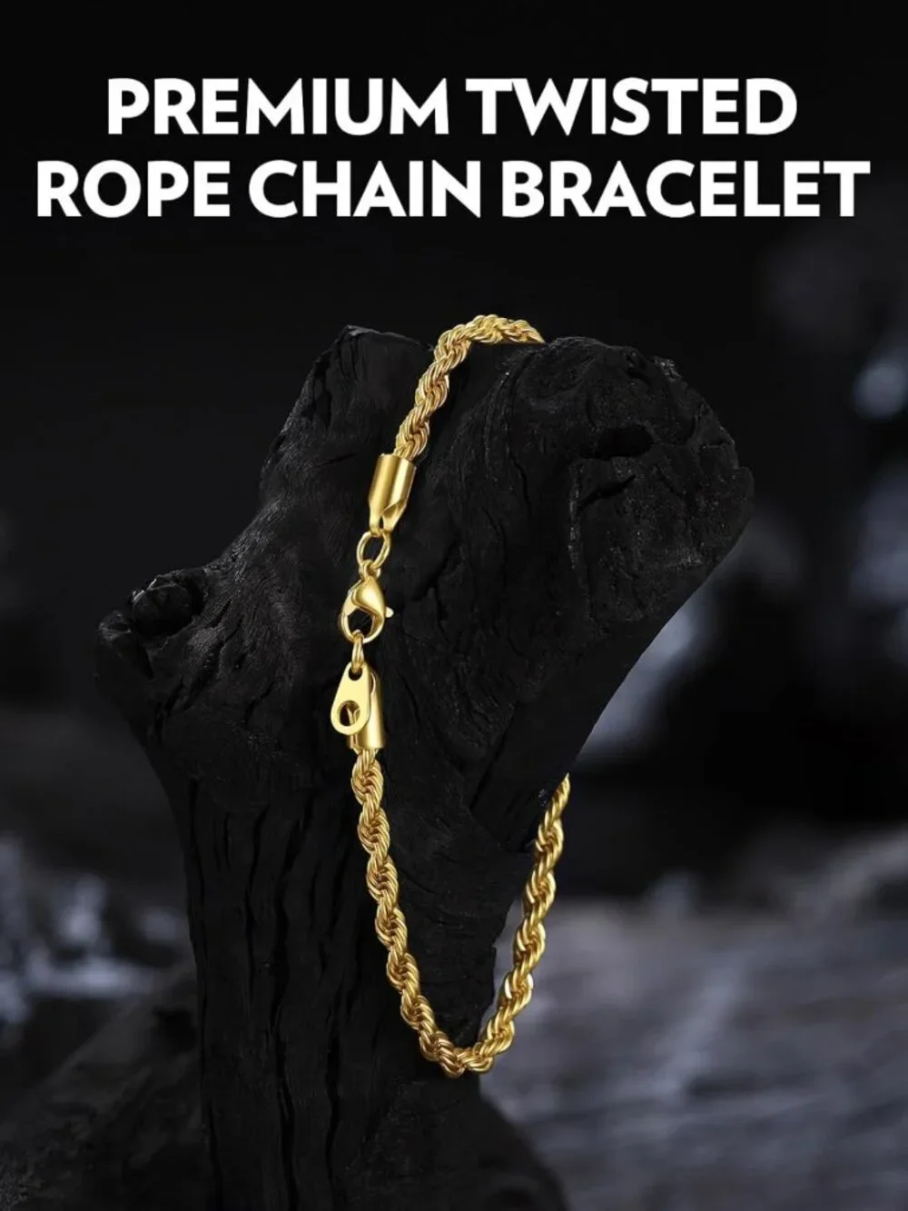 Waterproof Stainless Steel Twisted Rope Chain Bracelet - Adjustable Length